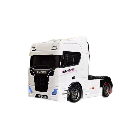 BRRRRT S917 1/43 Scale Mini RC Semi Truck – Dual-Speed, Gyro Drift, 2.4GHz Remote, LED Lights, Extra Tires – White/Silver