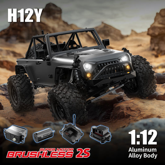 MJX Hyper Go 1:12 Scale H12Y/H12Y+ RC Crawler Truck - Brushless Sensored & Sensorless Motors, 2.4GHz 4-Channel Remote, 120m Range