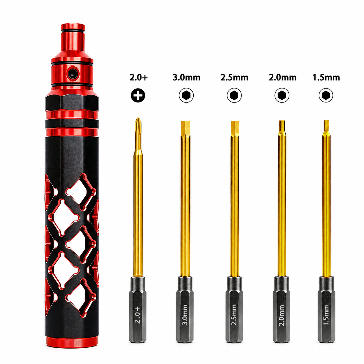 RC hex driver tool kit with five interchangeable bits