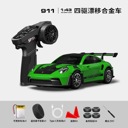 HStar D43-01Q 1/43 Scale 4WD Alloy RC Drift Car Porsche 911 with Gyro & LED Lights