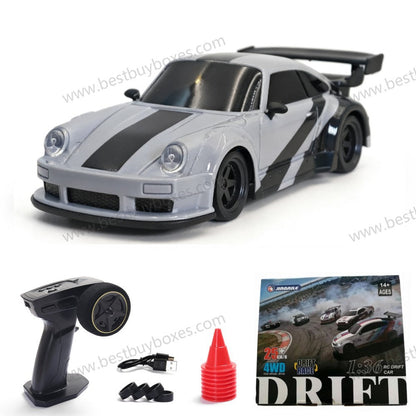 Jiabaile 1/36 Full Proportional 4WD Mini RC Drift & Racing Car – Carbon Fiber Chassis, LED Lights, 25km/h