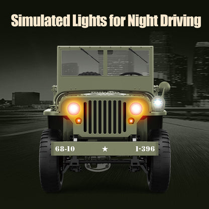 JJRC C8815 Willys Military Jeep 1/10 Scale RC Rock Crawler - 2.4GHz Remote Control, LED Lights, Optional Winch & Canopy Upgrades
