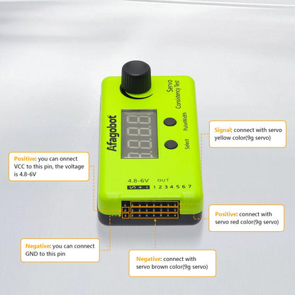Afagobot RC tester PPM signal and four servo connections