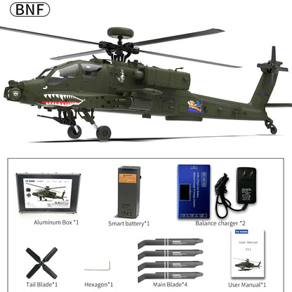 YXZNRC Yuxiang F11 AH-64-style RC helicopter BNF