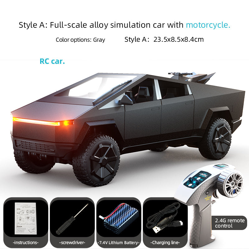 JJRC C8817 grey RC car with motorcycle accessory