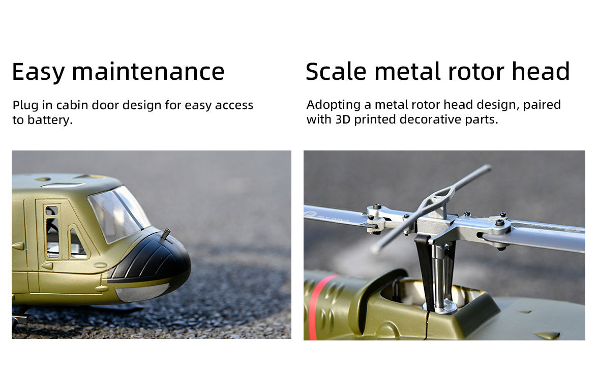 Flywing UH-1 V4 RC helicopter landing gear and fuselage detail