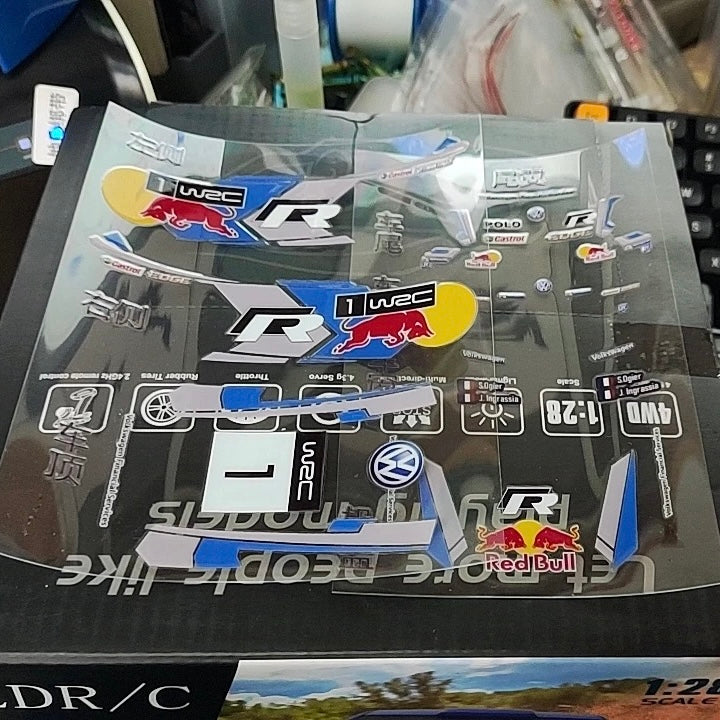 LDRC LD2801 drift car shown with white transfer decals