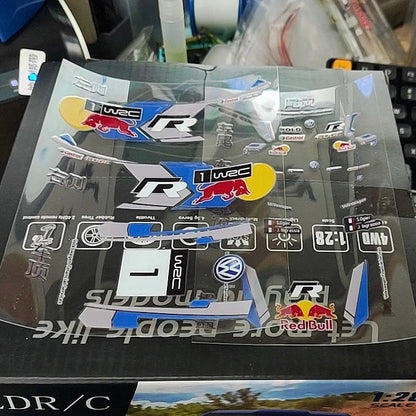 LDRC LD2801 drift car shown with white transfer decals