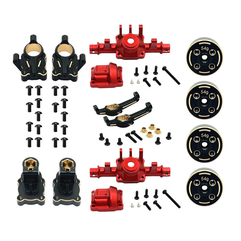 MJX H18P aluminum axle housing and brass hub weight set in red