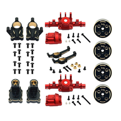 MJX H18P aluminum axle housing and brass hub weight set in red