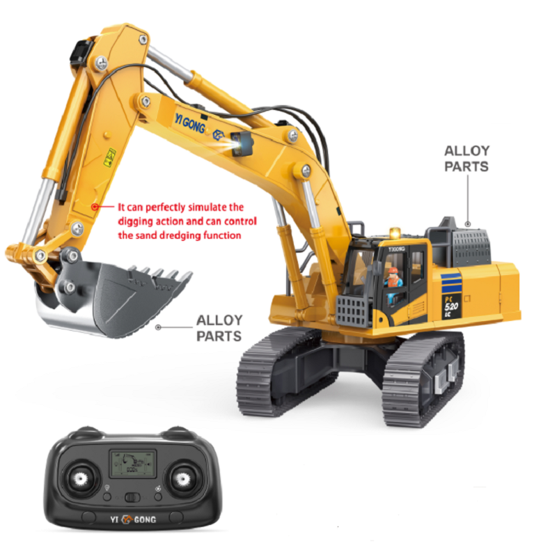 Yi Gong 970 tracked RC excavator with LED lights