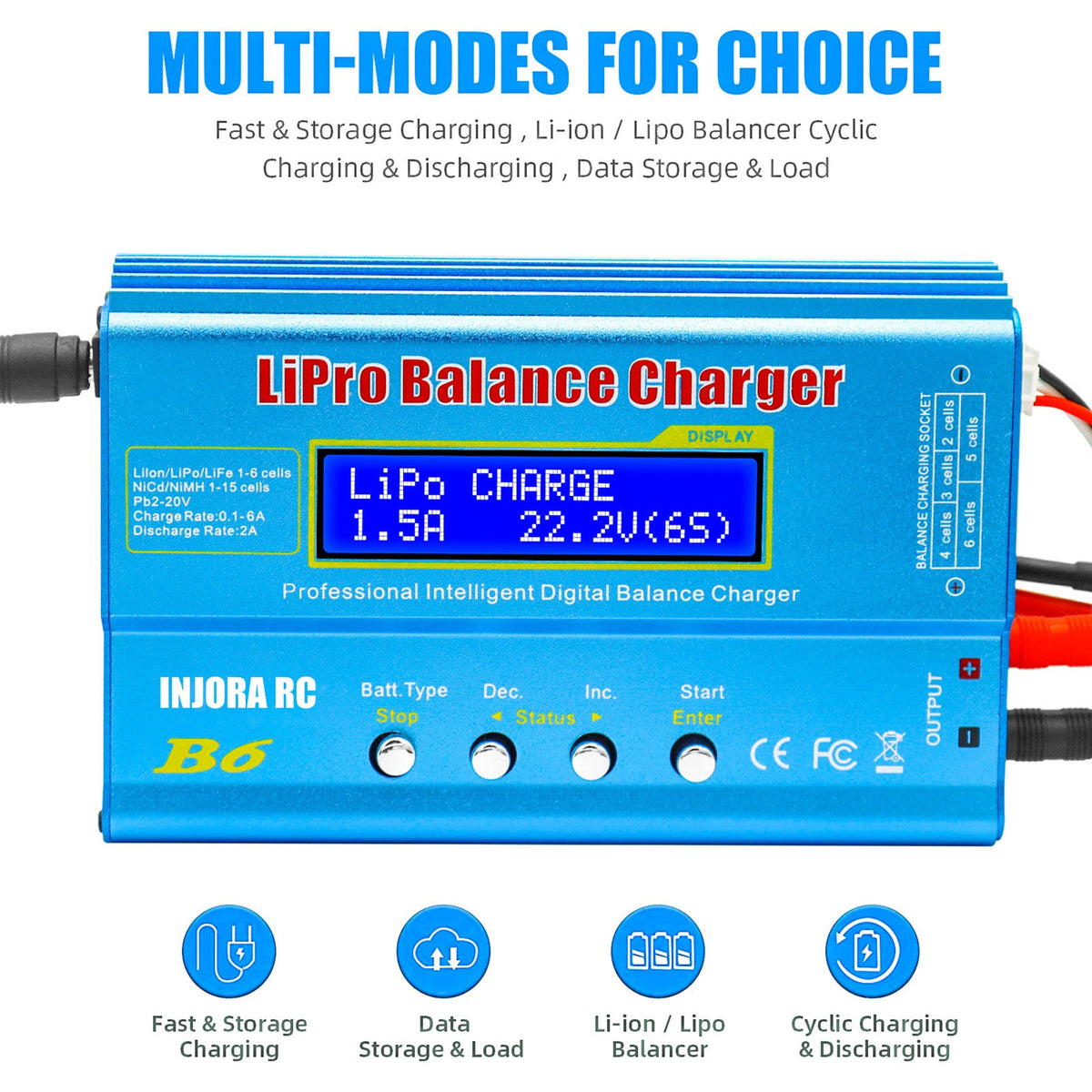 B6 charger LCD interface and battery chemistry modes