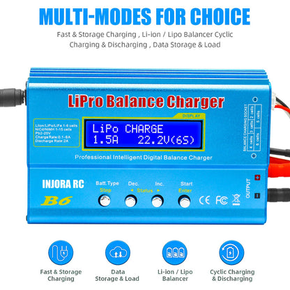 B6 charger LCD interface and battery chemistry modes