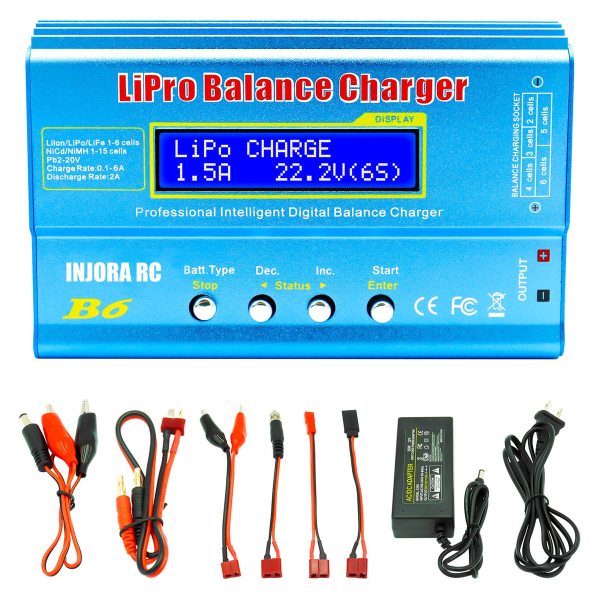 B6 balance charger status display and controls