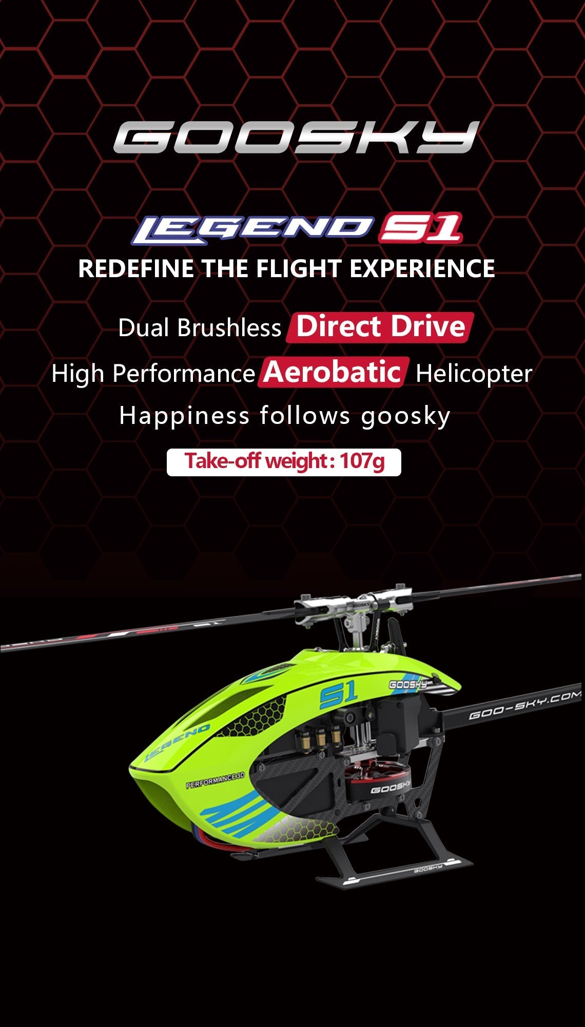 GOOSKY Legend S1 dual-brushless helicopter detail