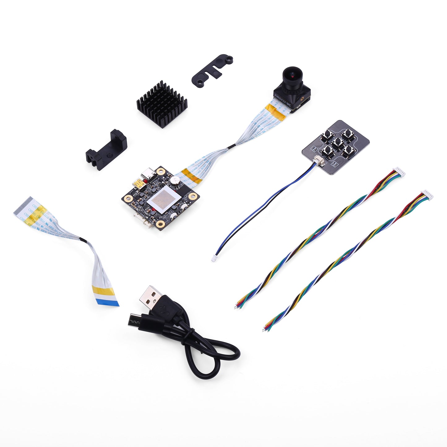 Hawkeye Split V5 camera package with cables and mounting hardware