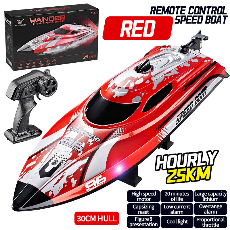 Hongxunjie HJ820 red RC racing boat with streamlined hull