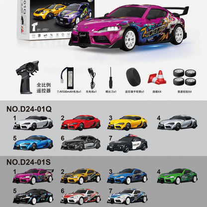 Hstar D24 1/24 Scale RC Drift Car – 4WD, Gyro Stabilized, LED Lights, 25+ KM/H