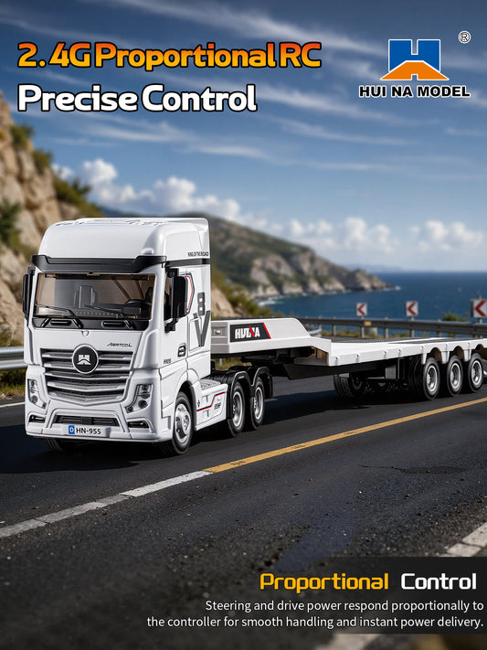 HUINA 9900 1/64 RC tractor truck and flatbed trailer - proportional control