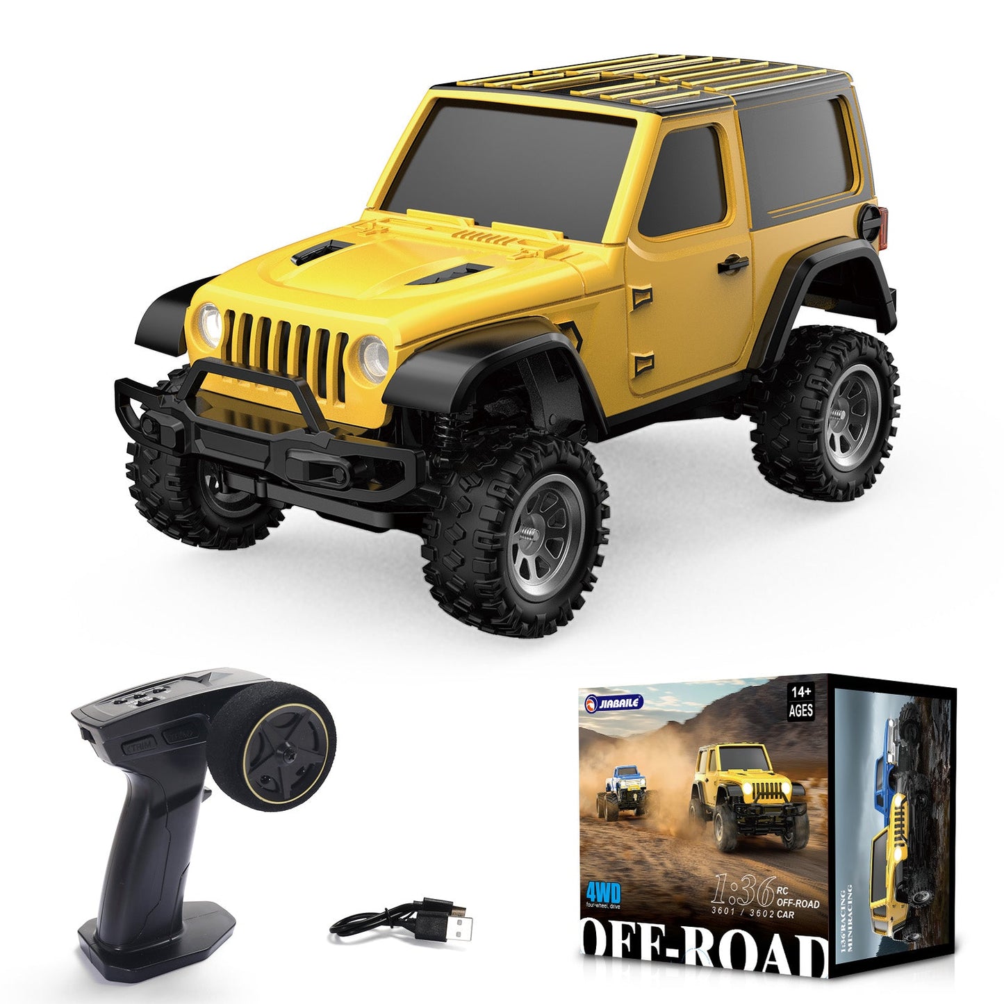 Jiabaile 3601 / 3602 1/36 Scale Mini 4WD RC Crawler – Micro Off-Road Rock Climber with Metal Wheels, Proportional Control, 3-Speed Throttle