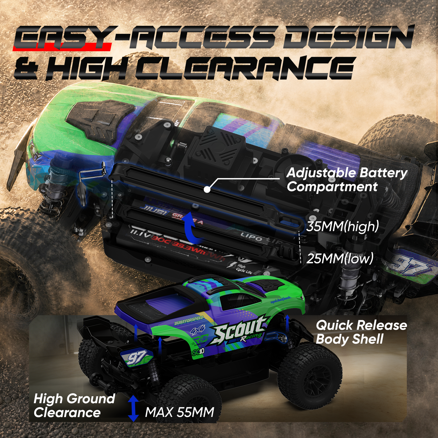 JIUSI Scout SC10 1/10 RC monster truck – jiusi sc10 rtr package battery charger radio