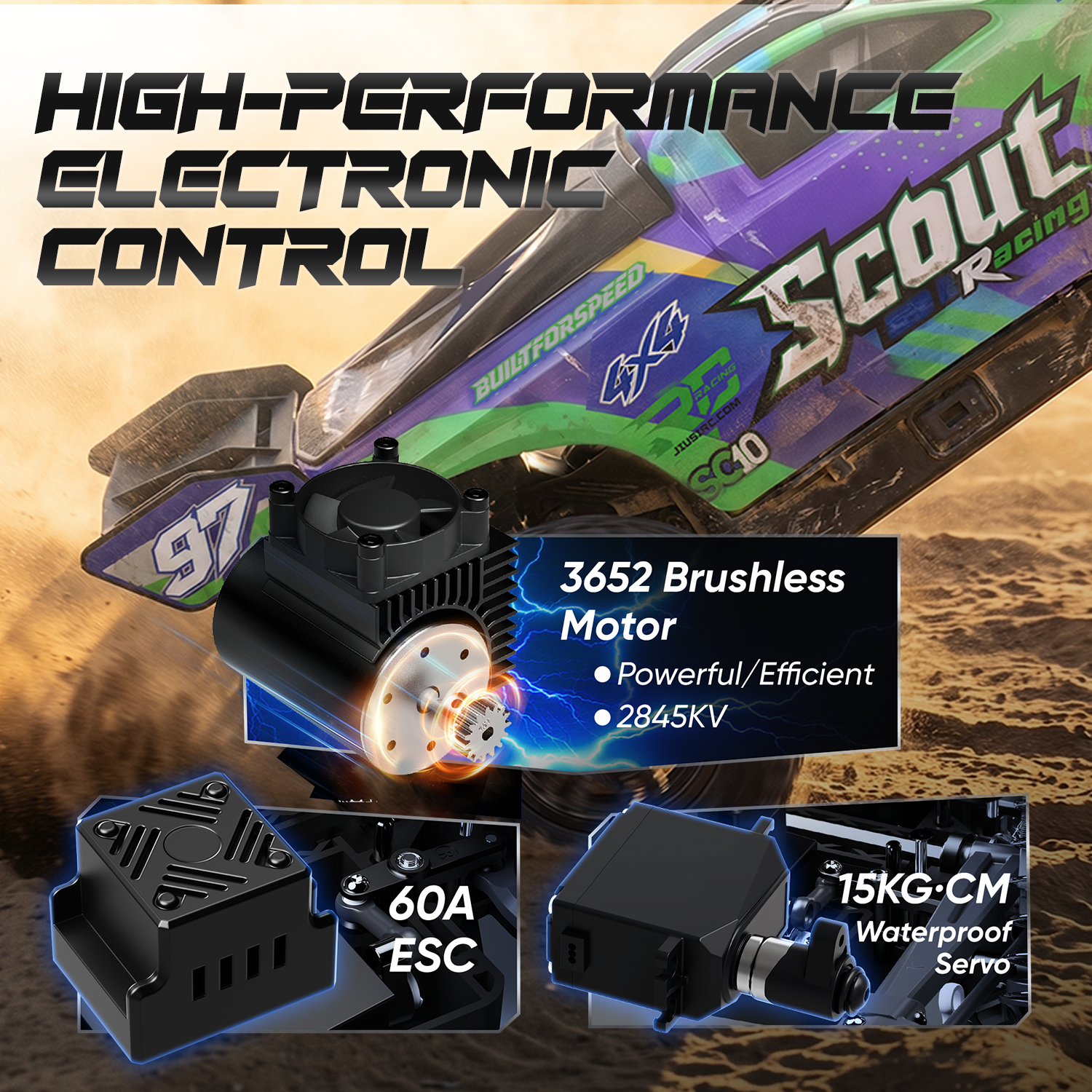 JIUSI Scout SC10 1/10 RC monster truck – jiusi sc10 4wd brushless rc truck chassis