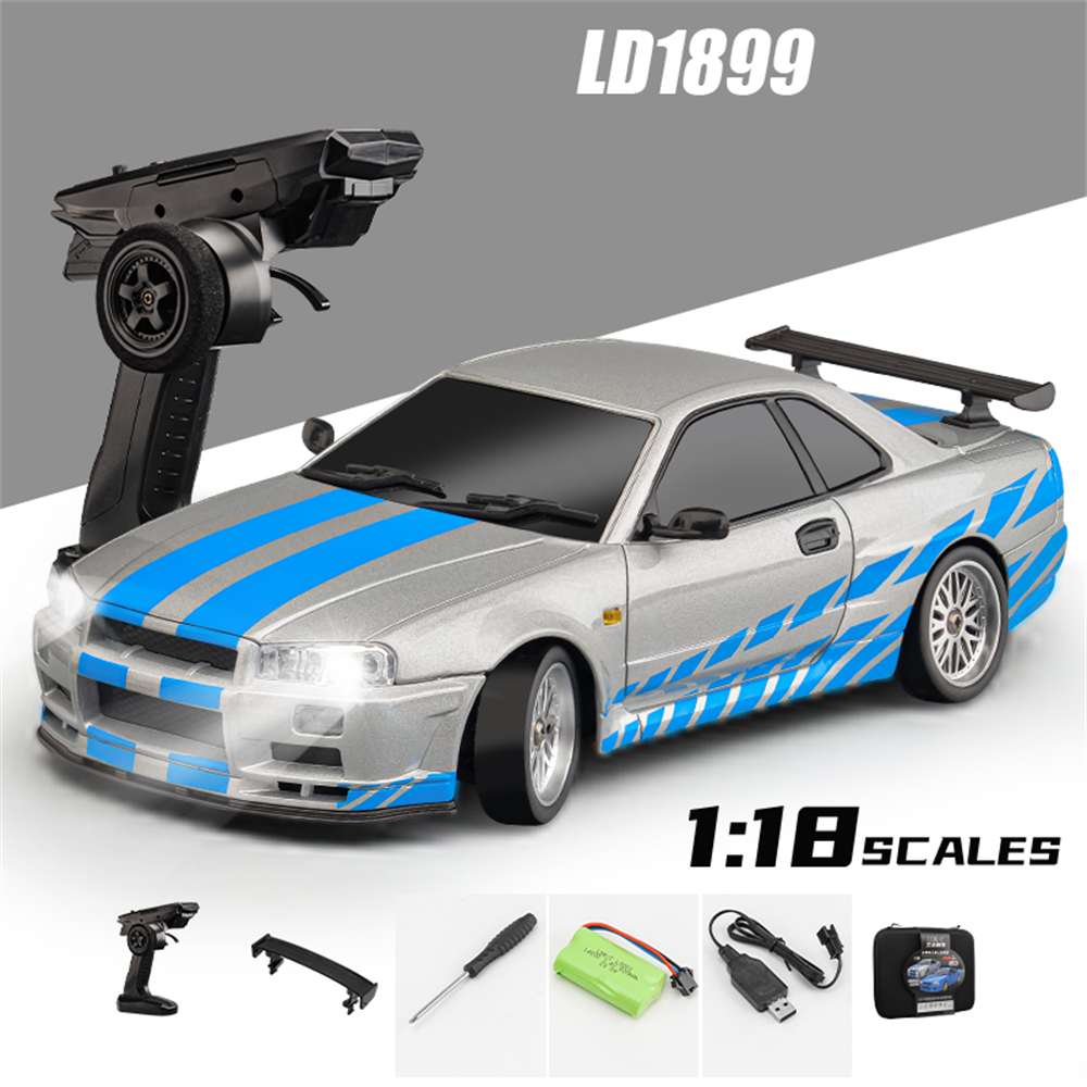 Silver LDRC 1899 1/18 RWD RC drift car with alloy body