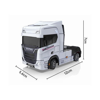 BRRRRT S917 1/43 Scale Mini RC Semi Truck – Dual-Speed, Gyro Drift, 2.4GHz Remote, LED Lights, Extra Tires – White/Silver