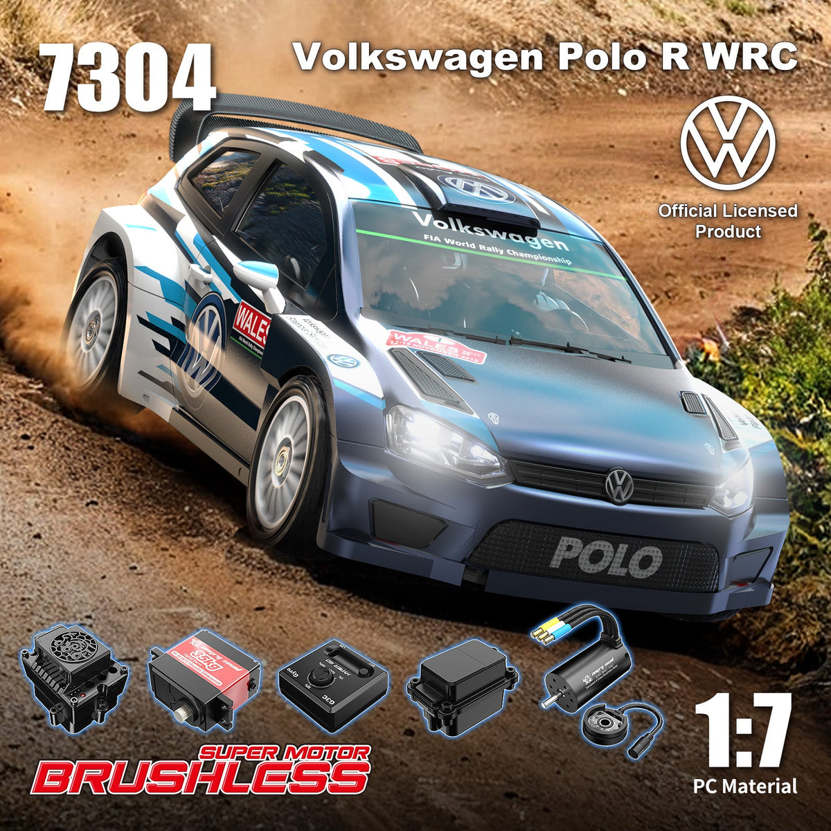 MJX Hyper Go 7304 1/7 Volkswagen Polo R WRC RC rally car