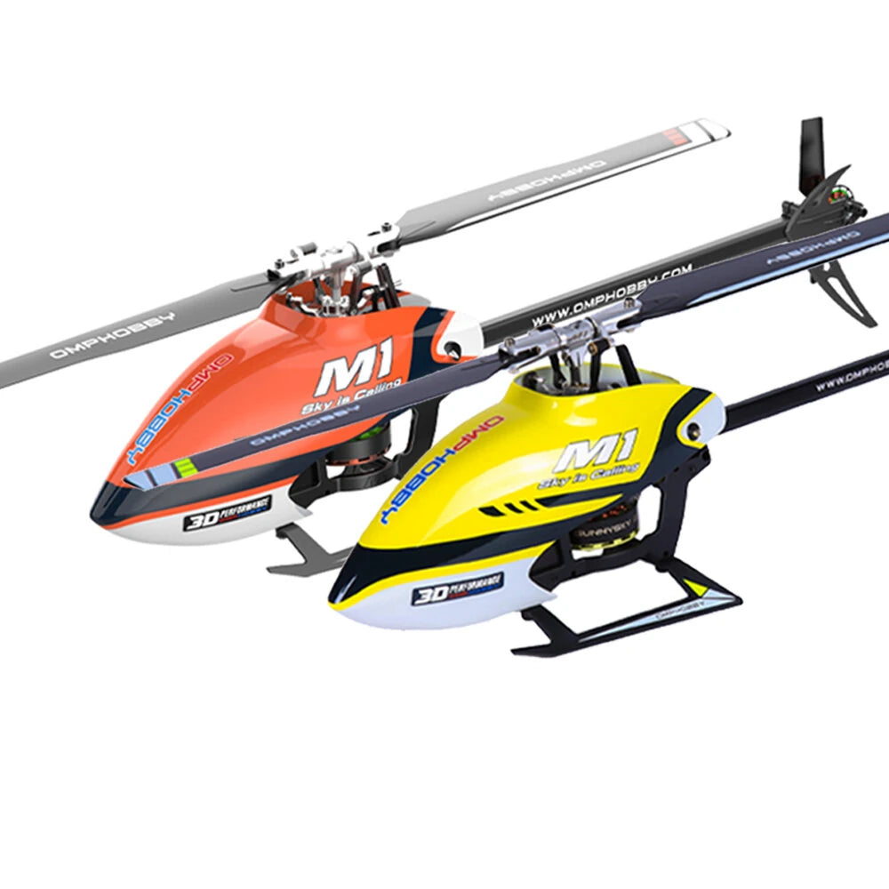 OMPHOBBY M1 V1 BNF micro RC helicopter in flight-ready configuration