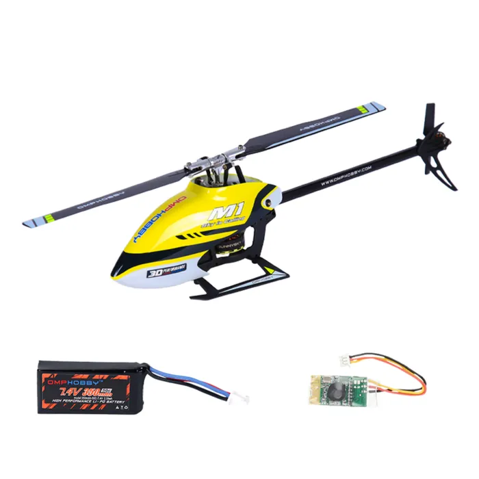 Yellow OMPHOBBY M1 V1 micro collective-pitch helicopter