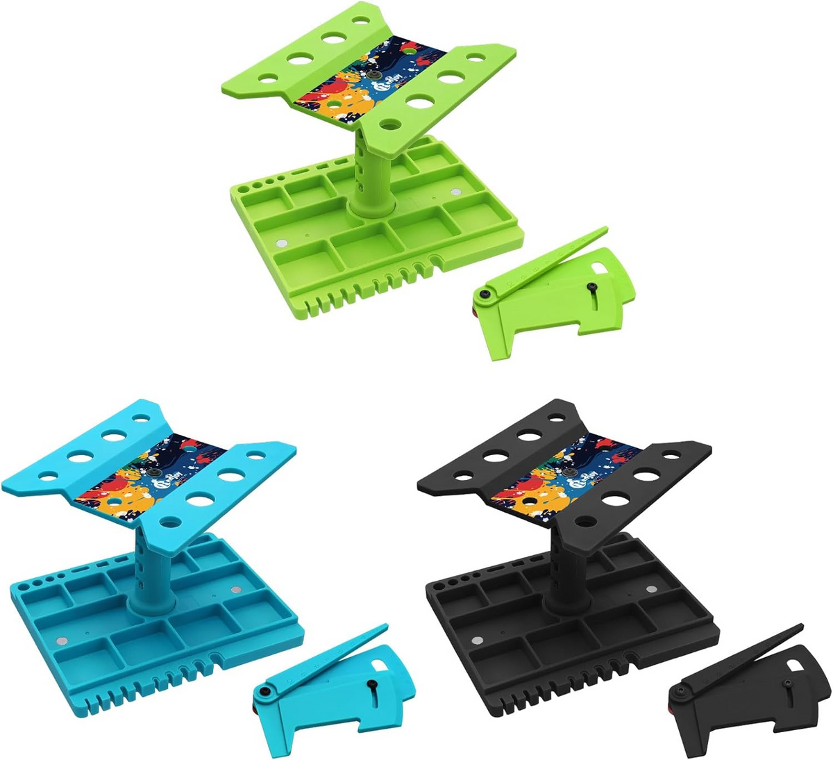 Blue RC car work stand with 360-degree rotating maintenance platform