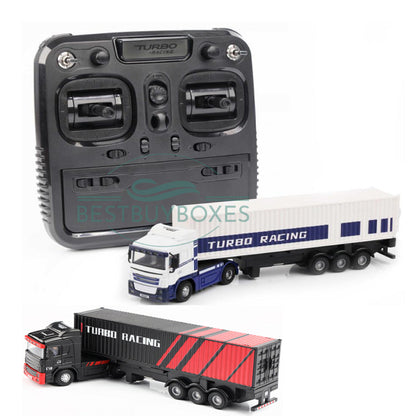 Turbo Racing C50 white 1/76 RC semi truck and trailer