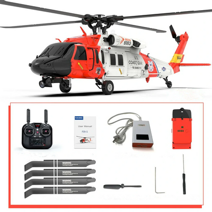 YXZNRC F09-S flybarless helicopter rotor and fuselage details