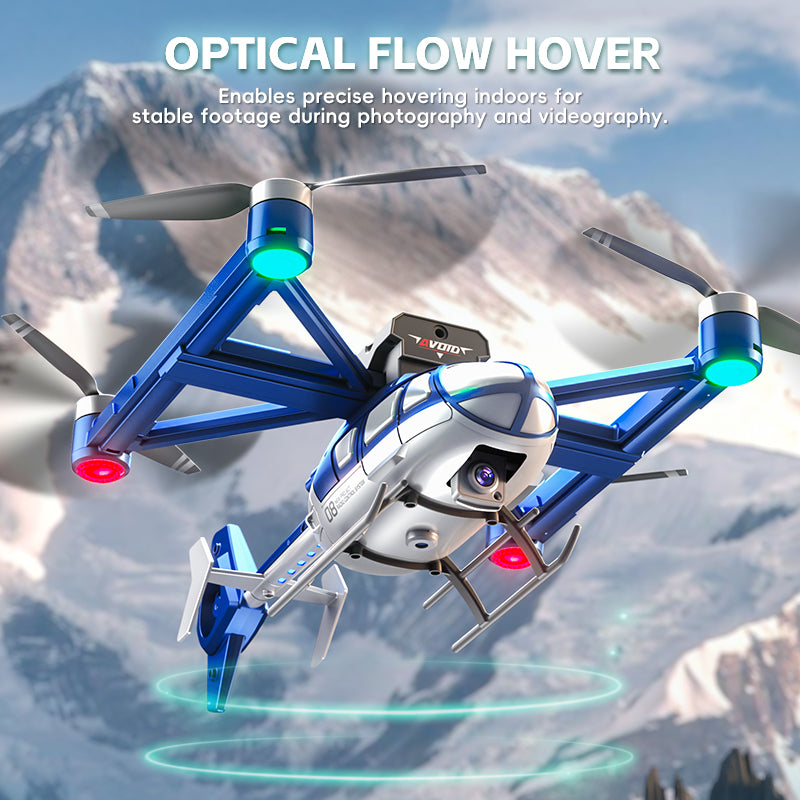 JJRC X38 blue camera drone side profile