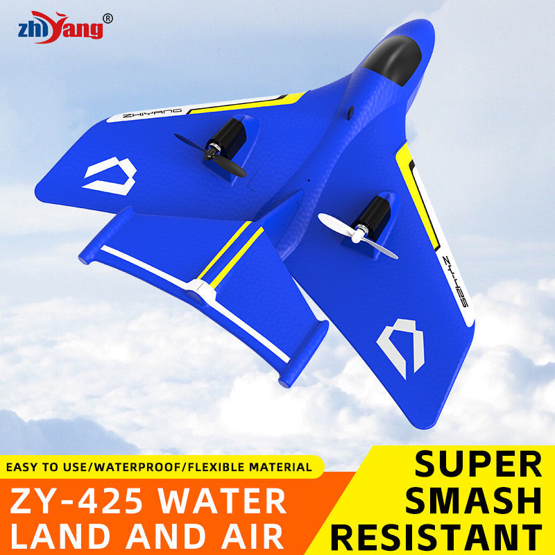 Blue ZY-425 RC plane with LED lights