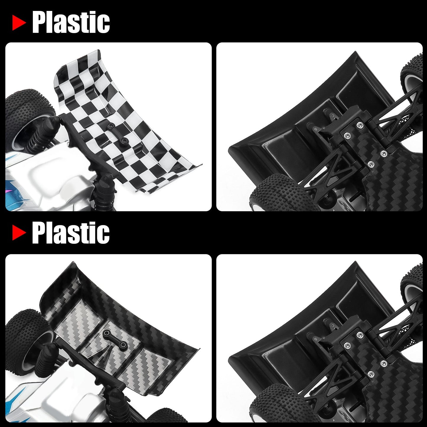 RC Rear Wing Set (2PCS) for Losi Micro-B & WLToys 244016 | 1/24 Buggy Car Upgrade Lightweight Plastic Wing with Mounting Accessories