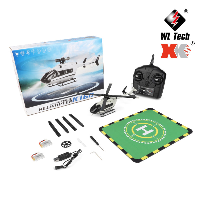 WLTOYS XK K160 EC-145 Scale 4CH Brushless RC Helicopter – Altitude Hold, 6G Gyro, Beginner Friendly