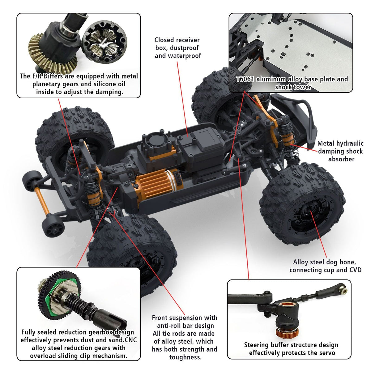 ZD Racing MT16 1/16 brushless 4WD RC monster truck – view 6